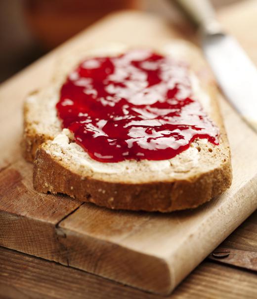 Sliced bread is often eaten with different kinds of jam.