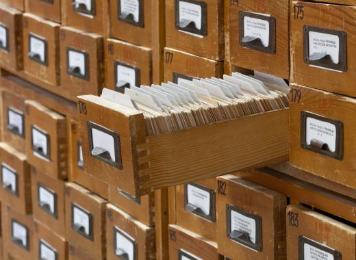 Card catalogs were typically written in library hand.