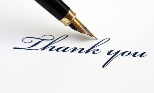 A thank you note is appropriate when someone gives you a tangible gift, or time and attention.